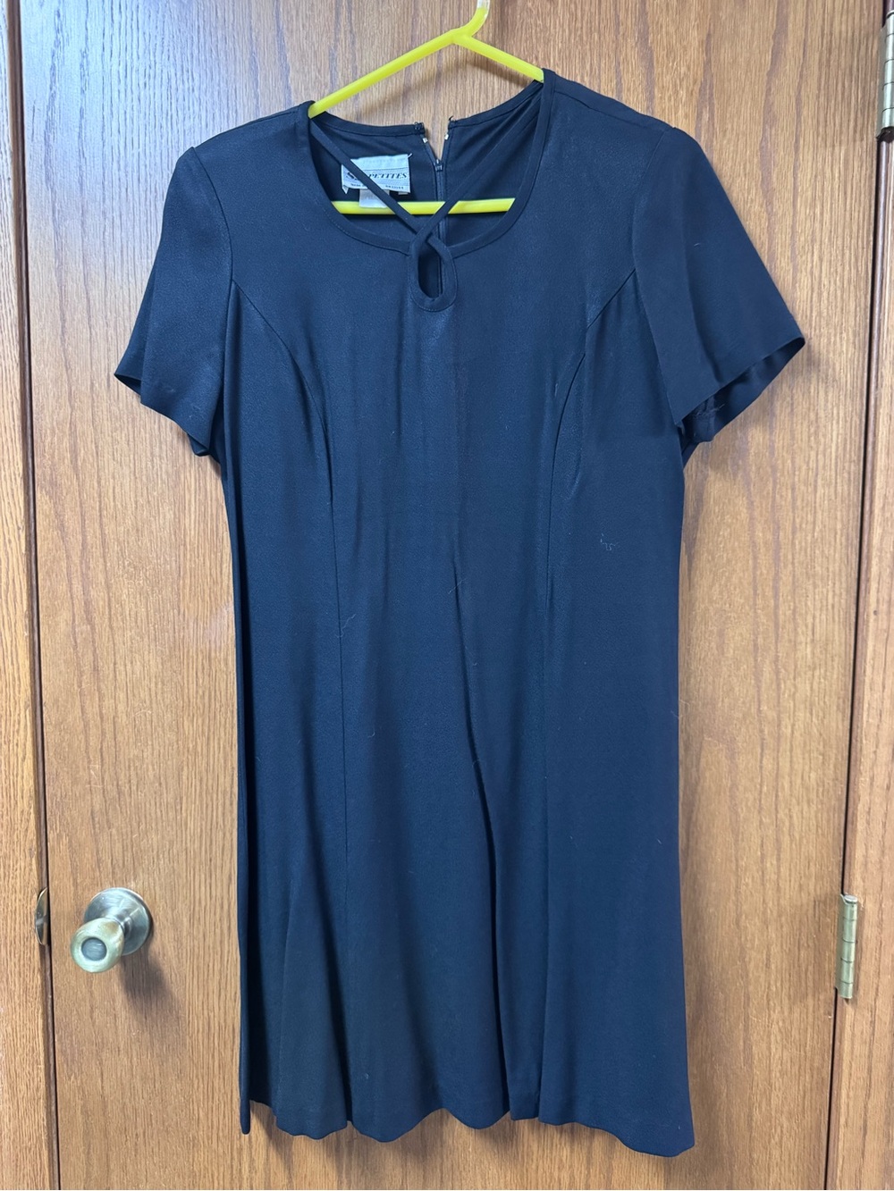 Classic Black Short-Sleeve Keyhole Dress